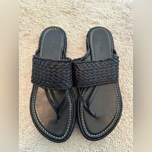 Womens Black Leather Sandals  size 10